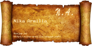 Nika Armilla névjegykártya